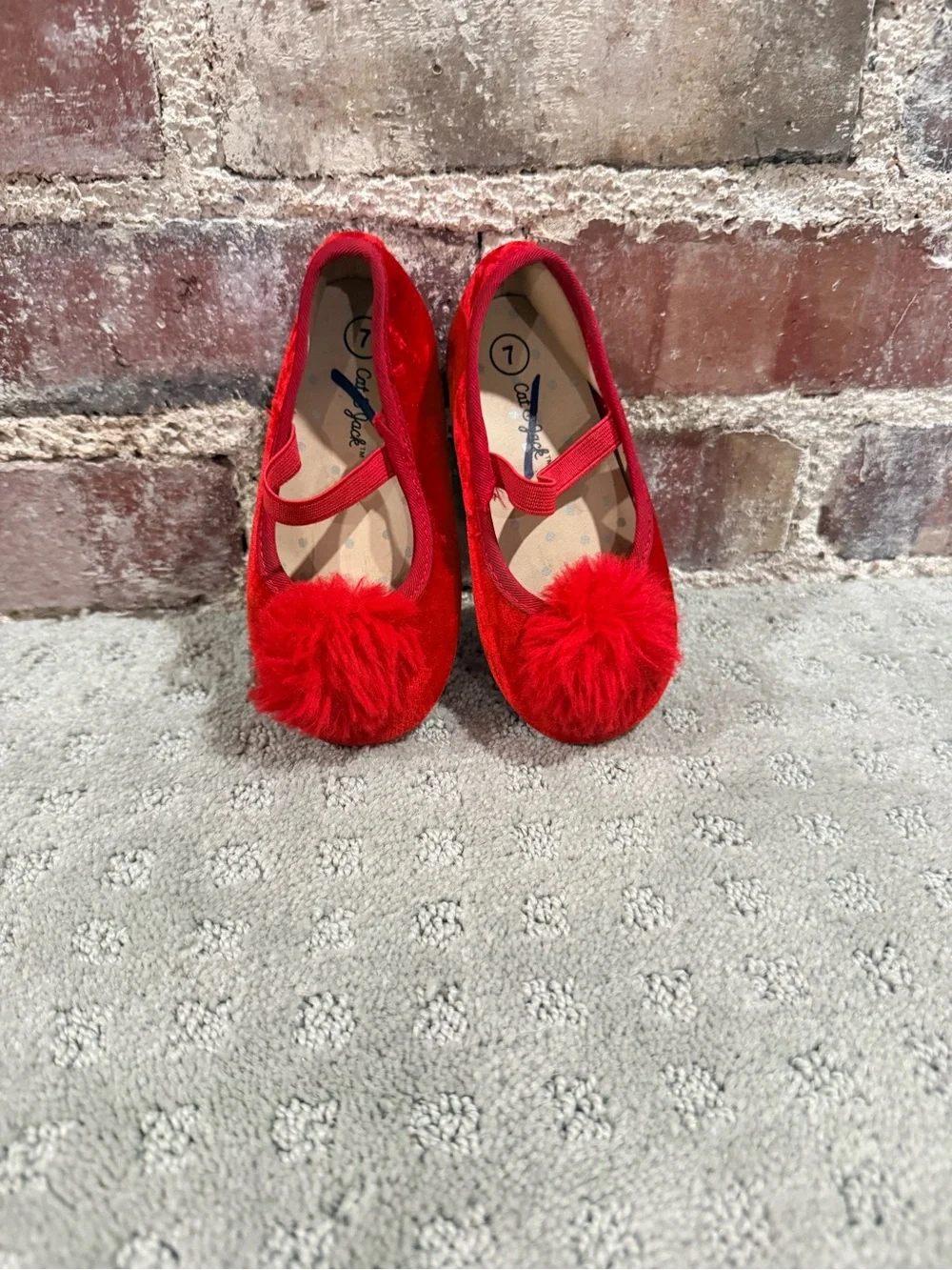 Cat & Jack Red Pom-Pom Mary Jane Shoes for Kids